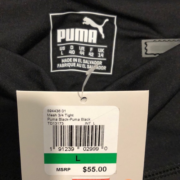 Puma black leggings with mesh panels. NWT.  Sz L. - Picture 4 of 4